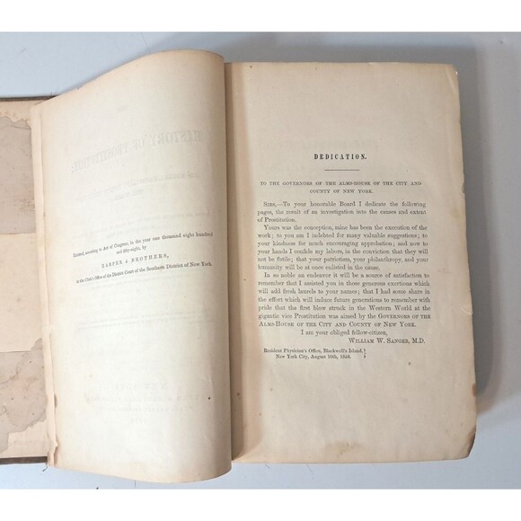 The History of Prostitution 1859 Antique Book Cover Torn Rare Edition W. Sanger - Picture 4 of 14